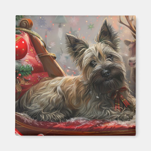 Skye Terrier Dog Christmas Festive Magnet (Front)