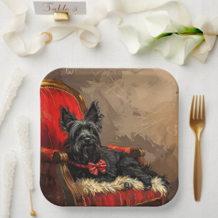 Skye Terrier Dog Christmas Festive  Paper Plate