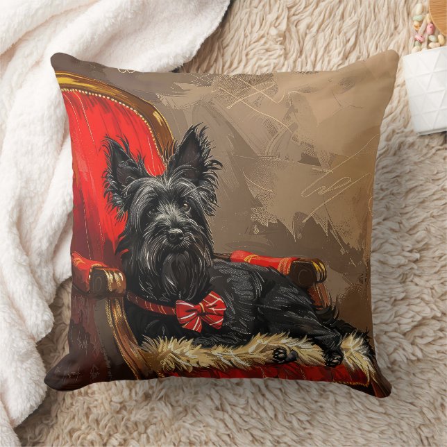 Skye Terrier Dog Christmas Festive  Throw Pillow (Blanket)