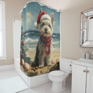 Skye Terrier Dog Christmas Vintage Beach