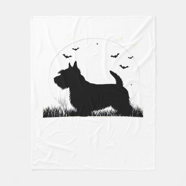 Skye Terrier Dog � Halloween Moon Silhouette Class Fleece Blanket (Front)