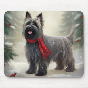 Skye Terrier Dog in Snow Christmas Mouse Pad