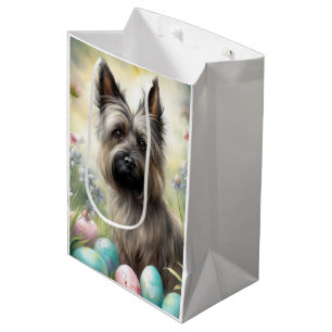 Skye Terrier Dog with Easter Eggs Holiday  Medium Gift Bag