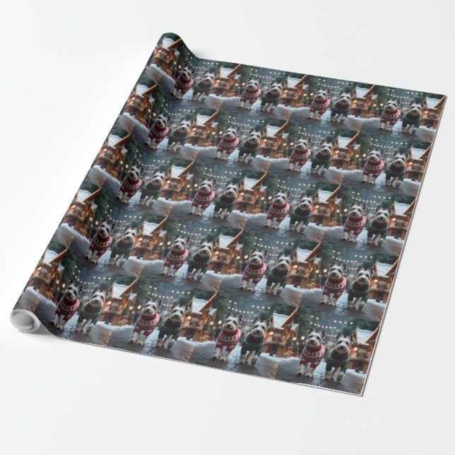 Skye Terrier Dogs Christmas Snow Holiday  Wrapping Paper (Unrolled)