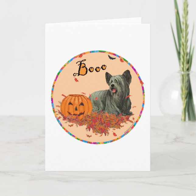 Skye Terrier Halloween Card (Front)