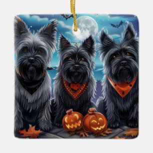 Skye Terrier Halloween Spooky Ceramic Ornament