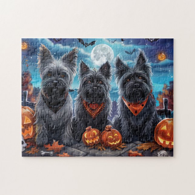 Skye Terrier Halloween Spooky  Jigsaw Puzzle (Horizontal)