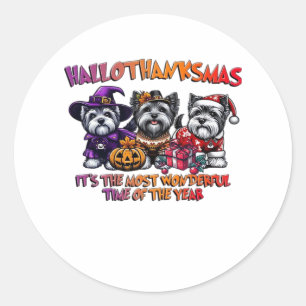 Skye Terrier Halloween Thanksgiving Christmas Clas Classic Round Sticker