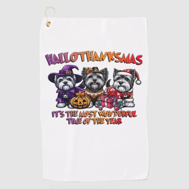 Skye Terrier Halloween Thanksgiving Christmas Clas Golf Towel (Front)