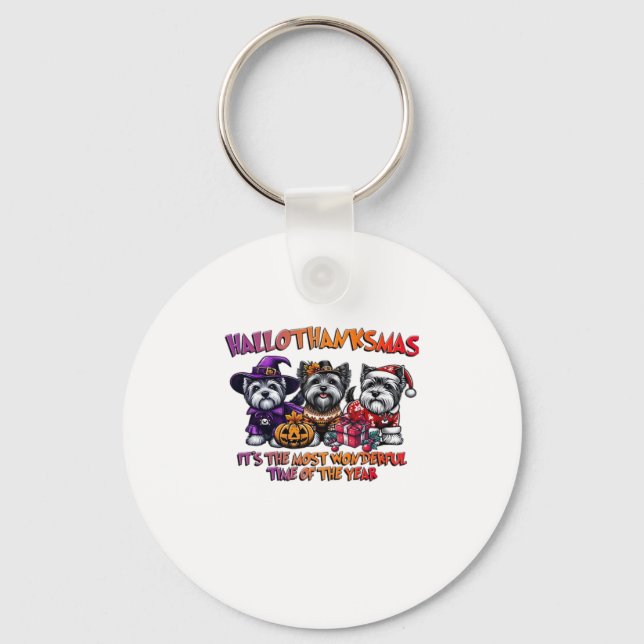 Skye Terrier Halloween Thanksgiving Christmas Clas Keychain (Front)