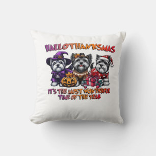 Skye Terrier Halloween Thanksgiving Christmas Clas Throw Pillow