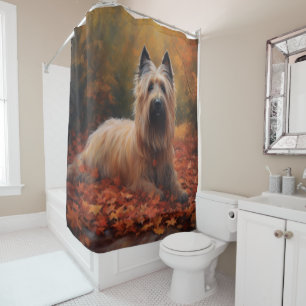 Skye Terrier in Autumn Leaves Fall Inspire