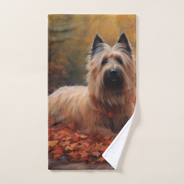 Skye Terrier in Autumn Leaves Fall Inspire Bath Towel Set (Hand Towel)