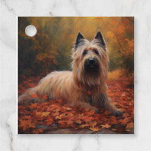 Skye Terrier in Autumn Leaves Fall Inspire Favour Tags