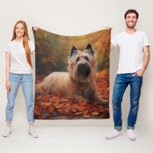 Skye Terrier in Autumn Leaves Fall Inspire Fleece Blanket