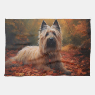 Skye Terrier in Autumn Leaves Fall Inspire Kitchen Towel