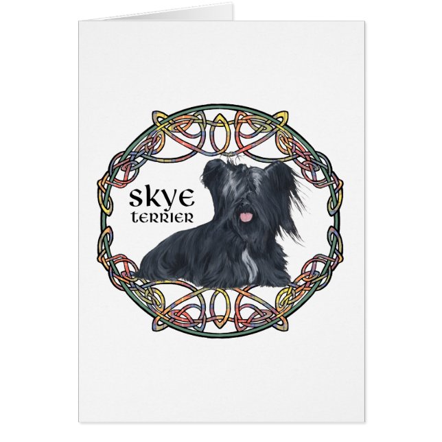 Skye Terrier in Celtic Knotwork - Buchanan Tartan (Front)