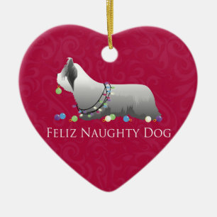 Skye Terrier Merry Christmas Design Ceramic Ornament