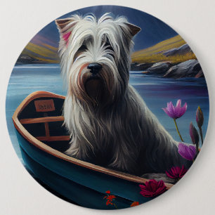 Skye Terrier on a Paddle: A Scenic Adventure 6 Inch Round Button
