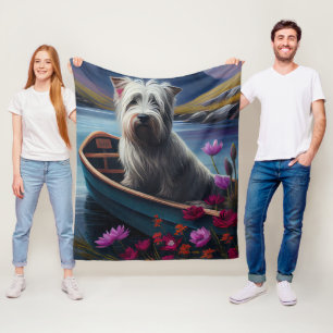Skye Terrier on a Paddle: A Scenic Adventure Fleece Blanket