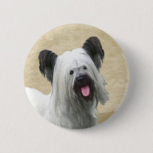 Skye Terrier Painting - Cute Original Dog Art 2 Inch Round Button