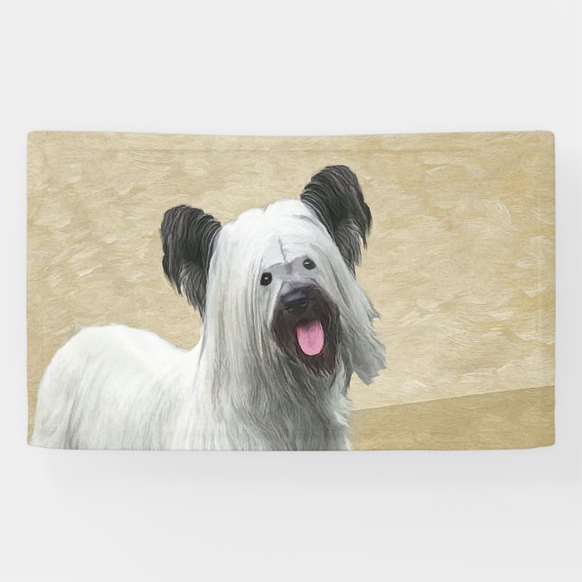 Skye Terrier Painting - Cute Original Dog Art Banner (Horizontal)