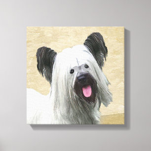 Skye Terrier Painting - Cute Original Dog Art Canvas Print