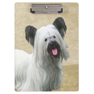 Skye Terrier Painting - Cute Original Dog Art Clipboard