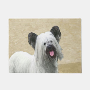 Skye Terrier Painting - Cute Original Dog Art Doormat