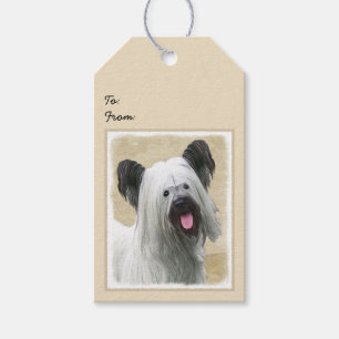 Skye Terrier Painting - Cute Original Dog Art Gift Tags