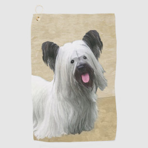 Skye Terrier Painting - Cute Original Dog Art Golf Towel