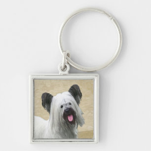 Skye Terrier Painting - Cute Original Dog Art Keychain