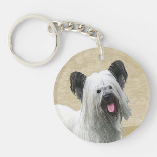 Skye Terrier Painting - Cute Original Dog Art Keychain