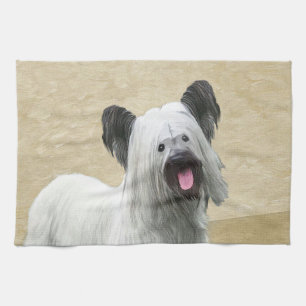Skye Terrier Painting - Cute Original Dog Art Kitchen Towel
