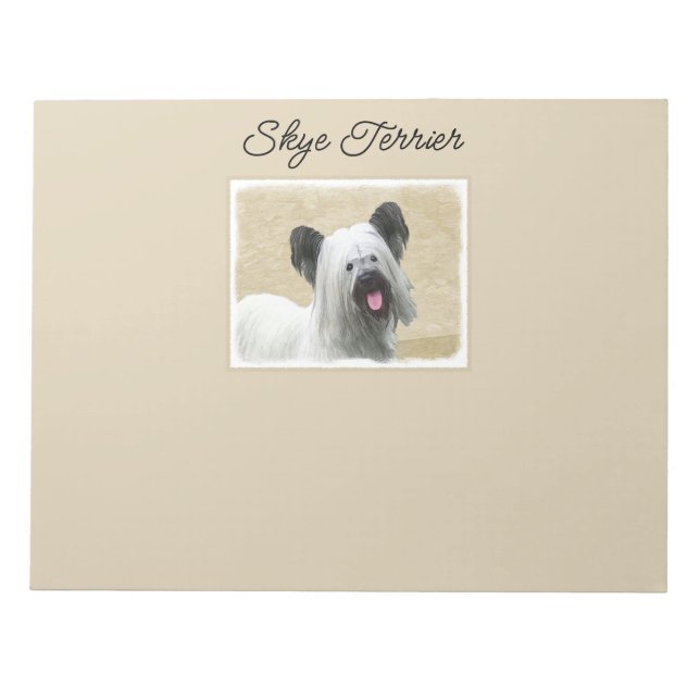 Skye Terrier Painting - Cute Original Dog Art Note (Front)