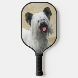 Skye Terrier Painting - Cute Original Dog Art Pickleball Paddle