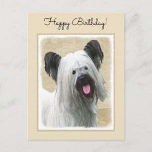 Skye Terrier Painting - Cute Original Dog Art Postcard