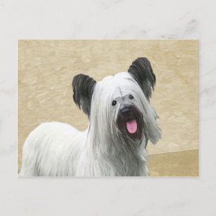 Skye Terrier Painting - Cute Original Dog Art Postcard
