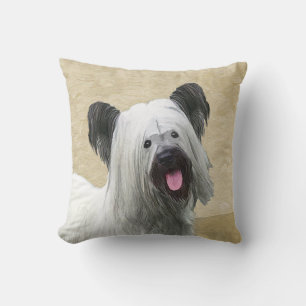 Skye Terrier Painting - Cute Original Dog Art Throw Pillow