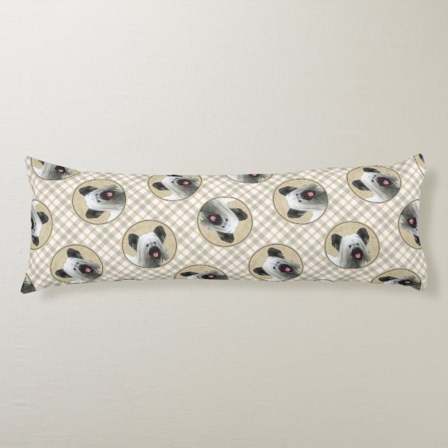 Skye Terrier Painting Silver Grey Original Dog Art Body Pillow (Front)