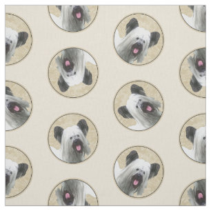 Skye Terrier Painting Silver Grey Original Dog Art Fabric