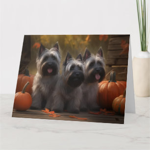 Skye Terrier Puppy Autumn Delight Pumpkin Card