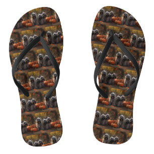 Skye Terrier Puppy Autumn Delight Pumpkin  Flip Flops