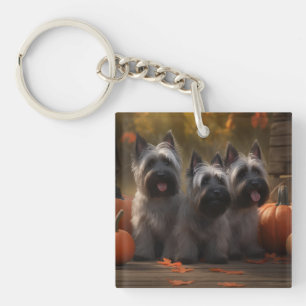 Skye Terrier Puppy Autumn Delight Pumpkin  Keychain