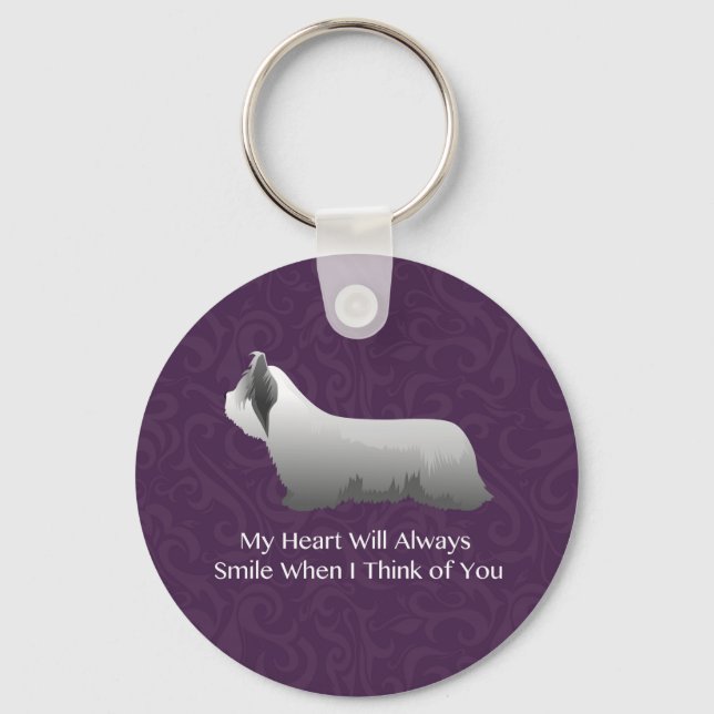 Skye Terrier Thinking of You Design Keychain (Front)