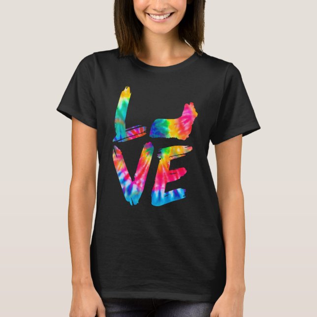 Skye Terrier Tie Dye Love Dog Mom Dad T-Shirt (Front)