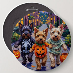 Skye Terrier Trick-or-Treating Halloween Costumes 6 Inch Round Button