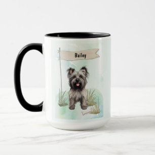 Skye Terrier Watercolor Personalized Dog Mug