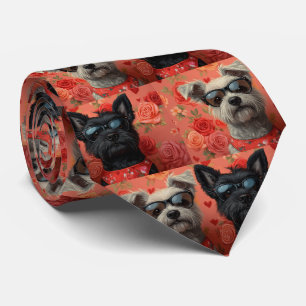 Skye Terrier with Heart Roses Valentine's Day Tie