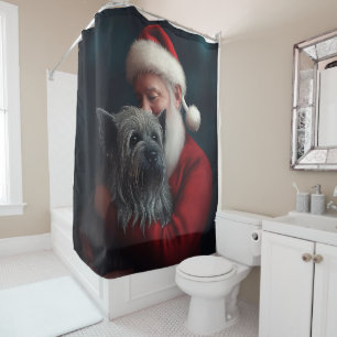 Skye Terrier With Santa Claus Festive Christmas